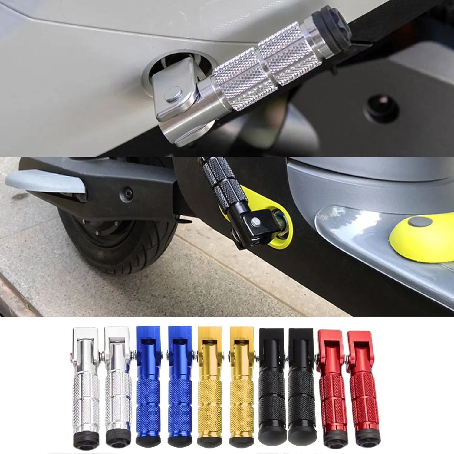 1 Pair Front Rear Footrest Pedal Motorcycle 90° Fixed Folding- Footpegs Modification Accessories Motorcycle Foot Peg Aluminum Alloy