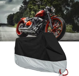 1 Pcs All Season Motorcycle Dust Cover Waterproof,210d Durable Motorcycle Cover with Lock-Holes & Storage Bag,Fits for Most Motorcycles (Silver/Black)