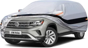 10 Layers SUV Car Cover Custom Fit for Volkswagen VW Atlas (2017-2024) Waterproof All Weather for Automobiles, Outdoor Full Cover Rain Sun UV Protection.Silver