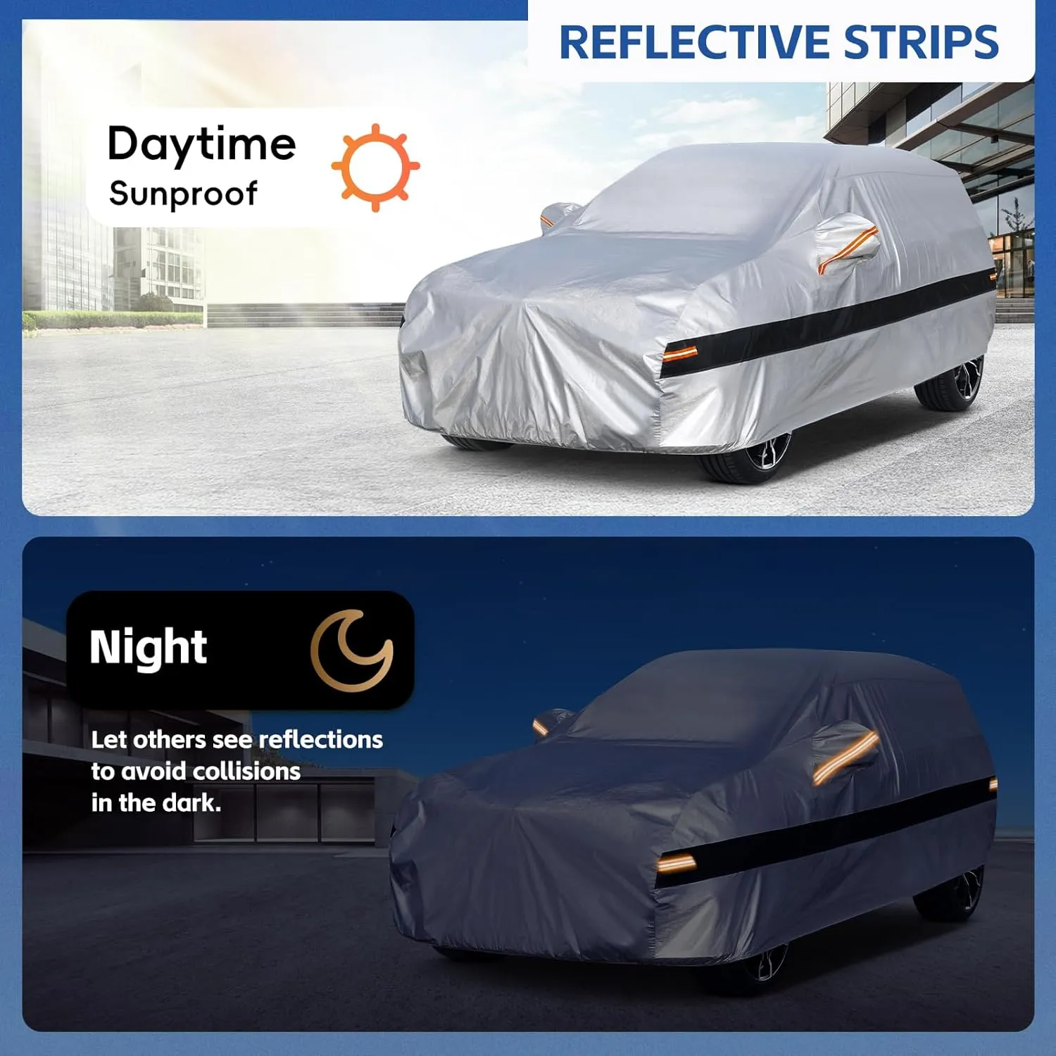 10 Layers SUV Car Cover Custom Fit for Volkswagen VW Atlas (2017-2024) Waterproof All Weather for Automobiles, Outdoor Full Cover Rain Sun UV Protection.Silver