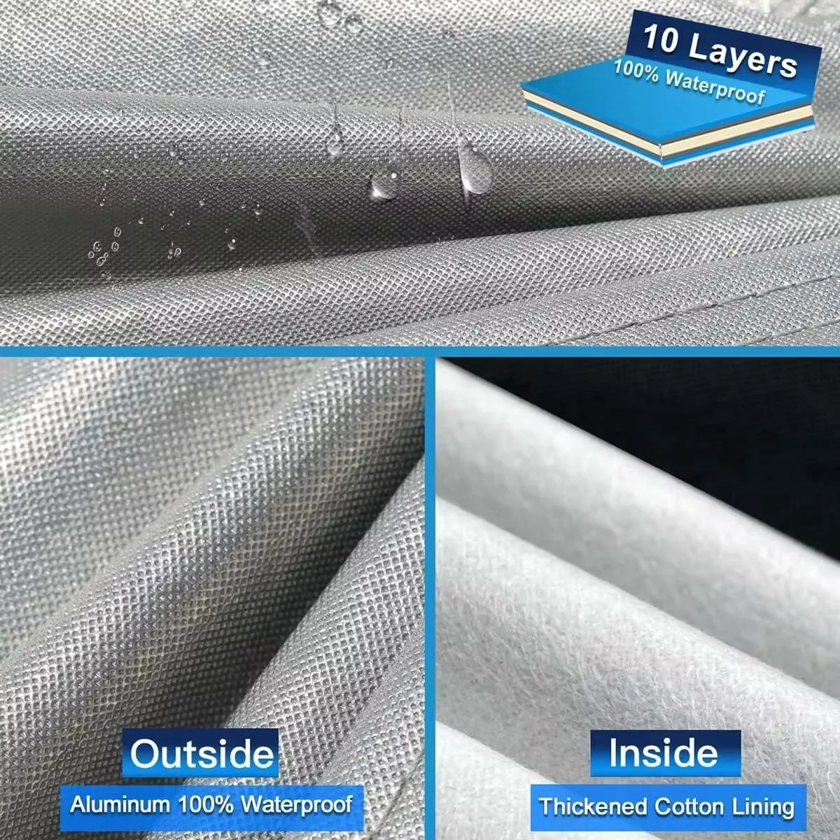 10 Layers SUV Car Cover Custom Fit for Volkswagen VW Atlas (2017-2024) Waterproof All Weather for Automobiles, Outdoor Full Cover Rain Sun UV Protection.Silver