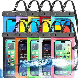 10 Pack Multicolor Universal Waterproof Phone Pouch, Large Phone Waterproof Case Dry Bag (Protection Level: IP68) Outdoor Sports for Apple iPhone,Samsung,and up to 7.5" (Multicolor 10 Pack)