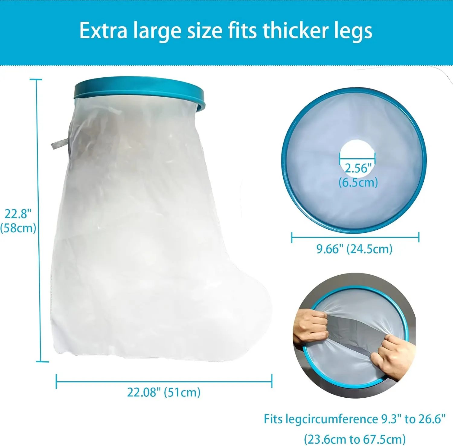 100% Waterproof Extra Wide Leg Cast Cover for Showering, Reusable Extra Large Adult Short Leg Cast Protector, Cast Bag for Shower, Cast Cover for Showering Foot