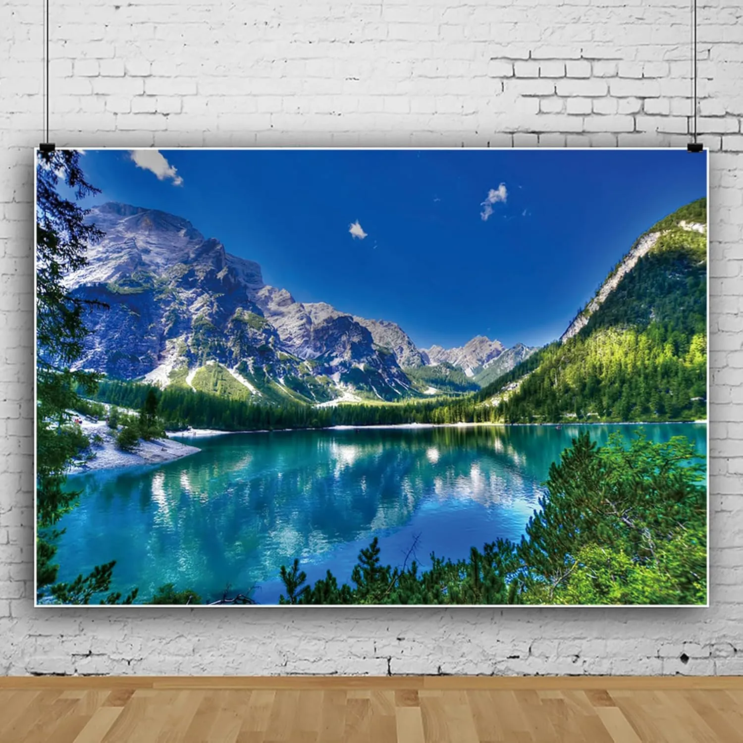 10x8ft Green Natural Mountain Lake Backdrop Green Mountains Clear Lake Trees Nature Scenery Blue Sky Travel Portraits Children Photography Backdrop Photo Props Pretty Nature Scenery Background