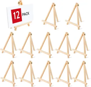 12PCS Wood Easels, 9 Inches Tabletop Easels, Art Craft Painting Easel Stand for Artist Adults Students