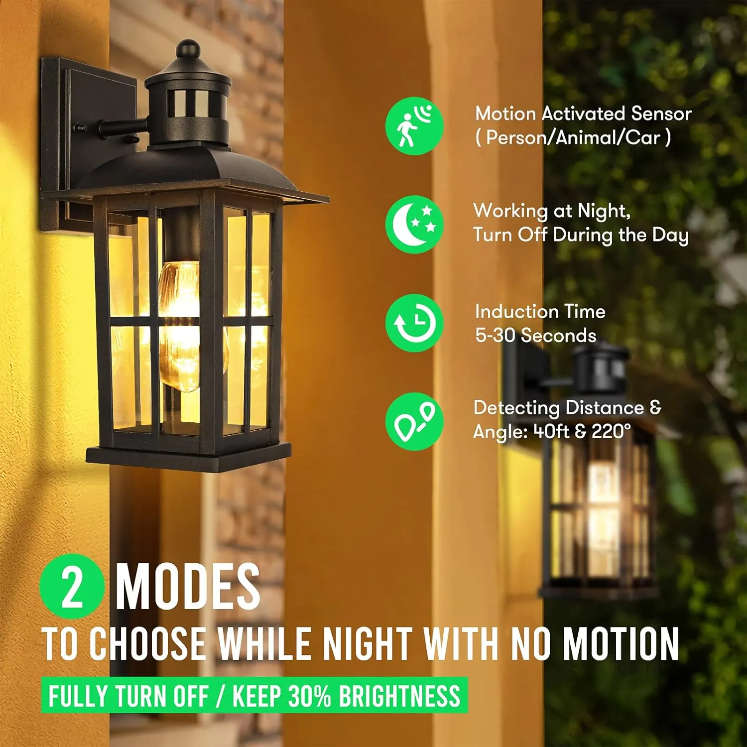13in Motion Sensor Porch Lights, Anti-Rust 100% Aluminum Dusk to Dawn Outdoor Light Fixtures, Exterior Wall Lanterns Sconce Lighting Black, Outside Lights for House Wall Mount for Entryway Garage