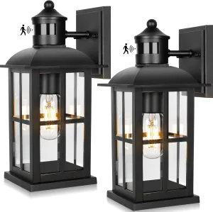 13in Motion Sensor Porch Lights, Anti-Rust 100% Aluminum Dusk to Dawn Outdoor Light Fixtures, Exterior Wall Lanterns Sconce Lighting Black, Outside Lights for House Wall Mount for Entryway Garage