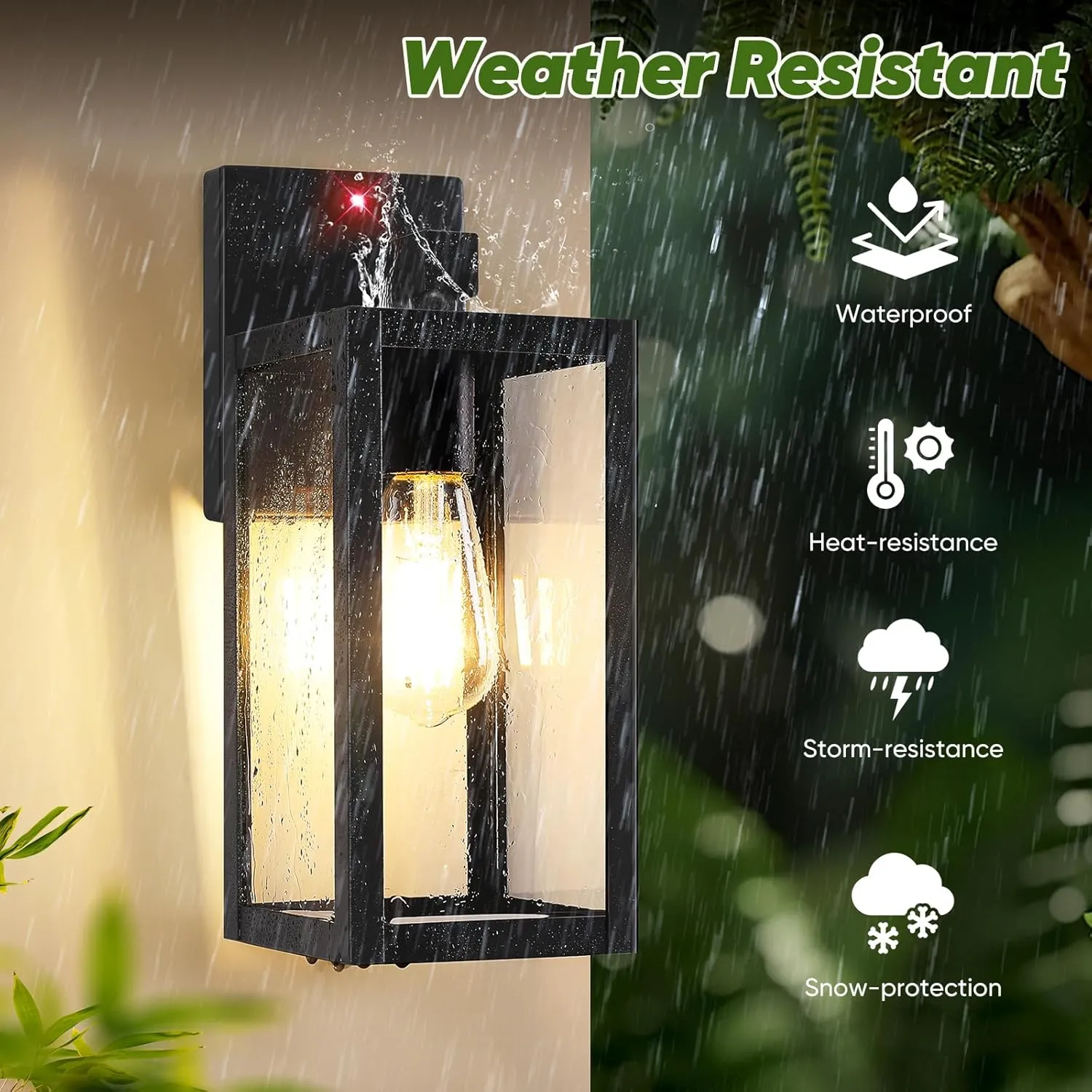 13" Upgraded Motion Sensor Outdoor Wall Lights, 2-Pack Dusk to Dawn Porch Lights Outdoor Wall Sconce Lanterns, 3 Lighting Modes Exterior Lighting Fixtures, Black Outside Lights for House Patio Garage
