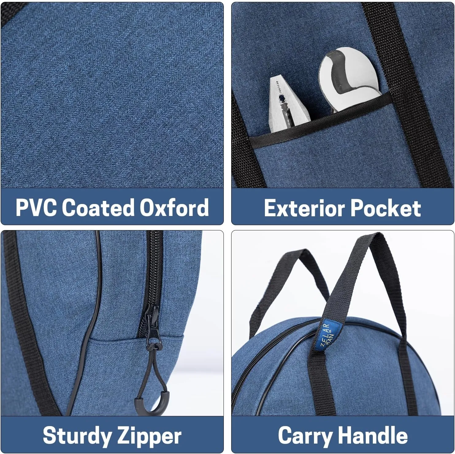 14 Inch Jumper Cable Bag,Tools Cable Bag, Cable Storage Organizer With Exterior Pocket For EV Charging Cables for Electric Vehicles,Extension Cables
