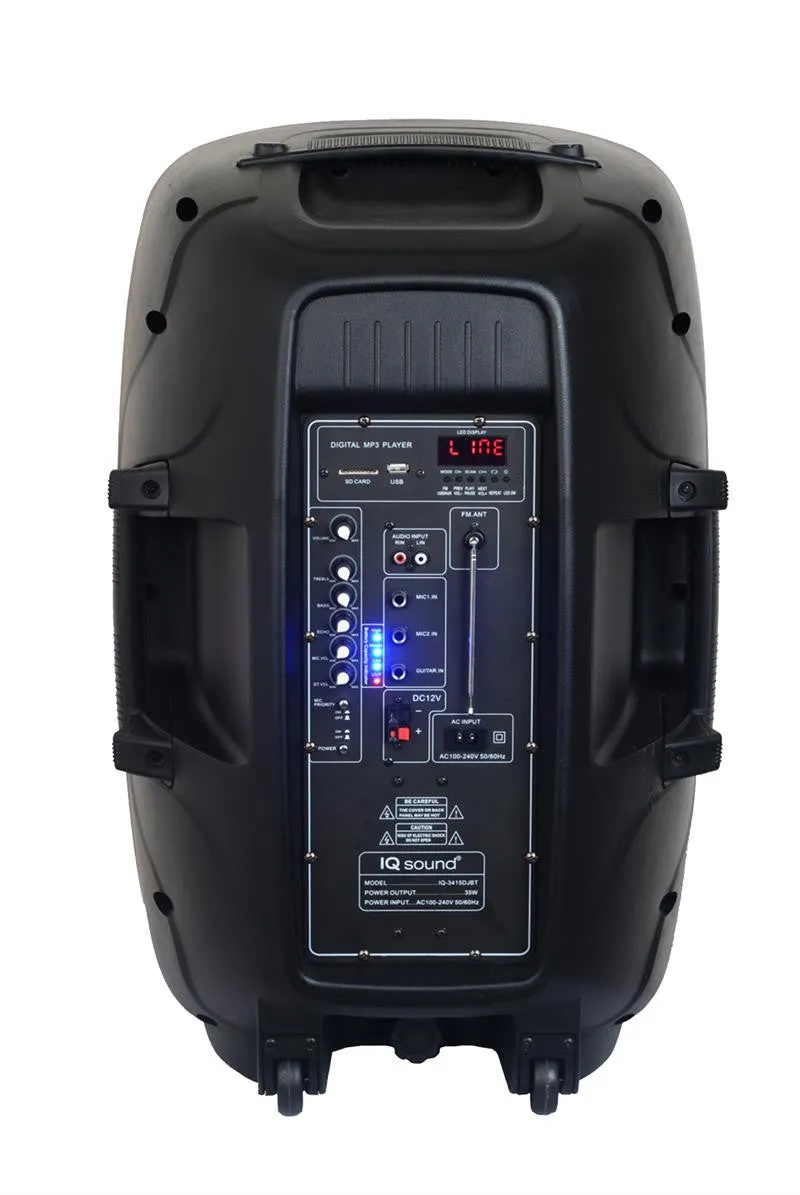 15" Portable Bluetooth DJ Speaker with Stand BC-IQ-3415DBT-BL
