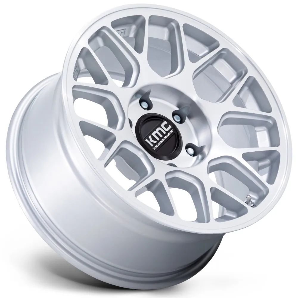 17x8.5 KMC KM730 Hatchet Gloss Silver Machined 6x5.5/139.7 -10mm