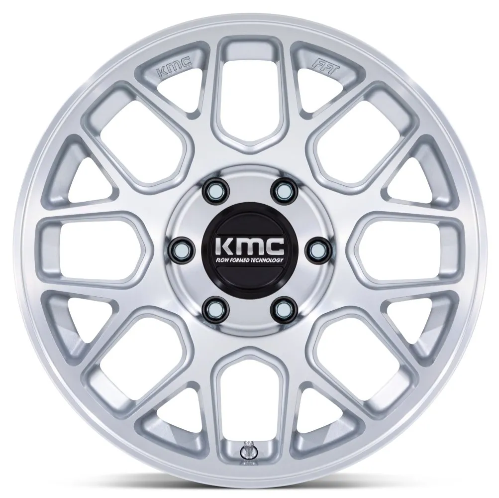 17x8.5 KMC KM730 Hatchet Gloss Silver Machined 6x5.5/139.7 -10mm