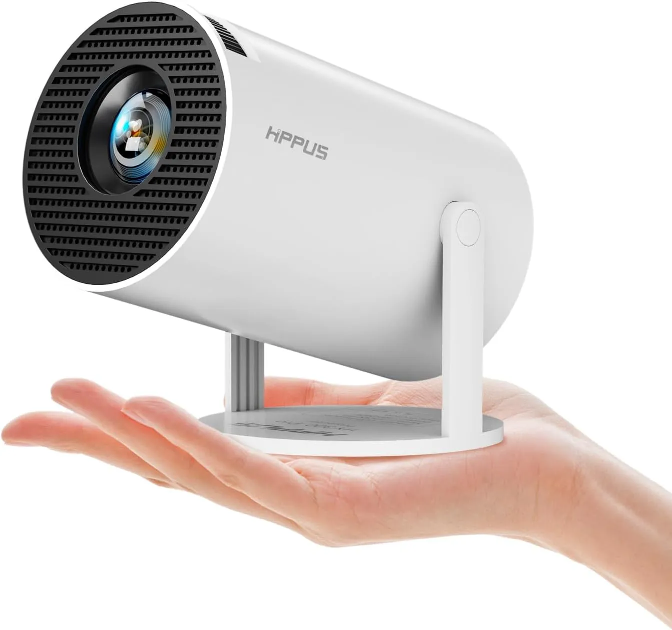 [180°Adjustable Stand] Smart Mini Portable Projector with WiFi and Bluetooth, Auto Keystone Upgraded 350ANSI, Android11.0, Ceiling, Outdoor Use, Compatible with TV Stick Smartphone/HDMI/USB(White）