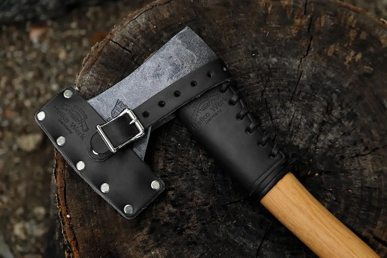 1844 Helko Werk Germany Leather Hatchet Handle Collar - Collar, Protector, and Neck Guard for Small Axe Handles Fits Most Common Size Hatchets Made in USA (Black) #8634, HNA8634