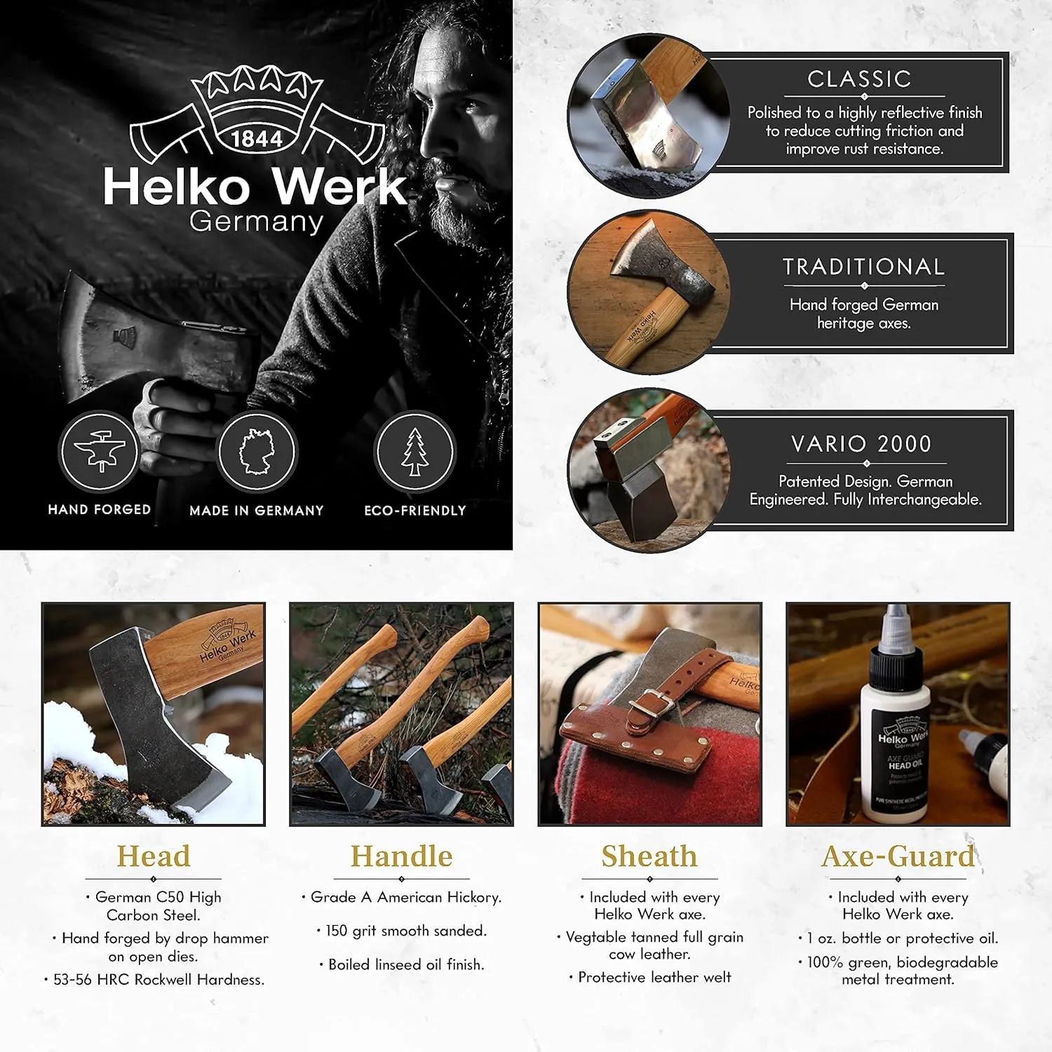 1844 Helko Werk Germany Leather Hatchet Handle Collar - Hatchet Collar, Handle Protector, and Neck Guard - Fits Most Hatchets - Made in USA (Hatchet Collar Brown) #8634