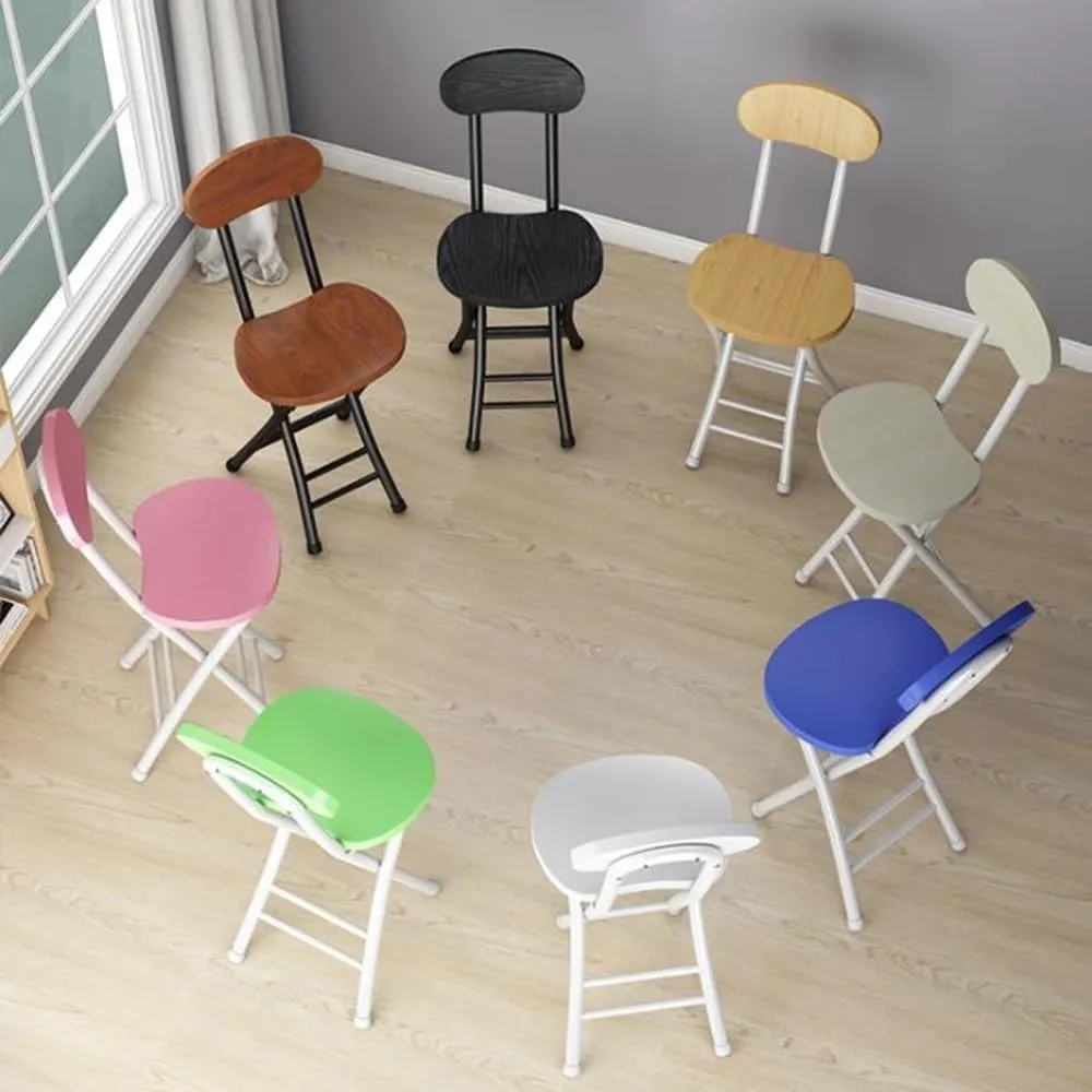 18" Folding Stool with Backrest, Outdoor Travel Stool, Portable Foldable Barstools, for Kitchen/Camping/Fishing/BBQ(Black)