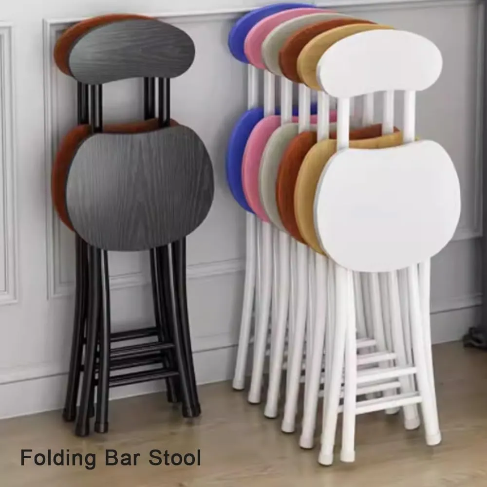18" Folding Stool with Backrest, Outdoor Travel Stool, Portable Foldable Barstools, for Kitchen/Camping/Fishing/BBQ(Black)