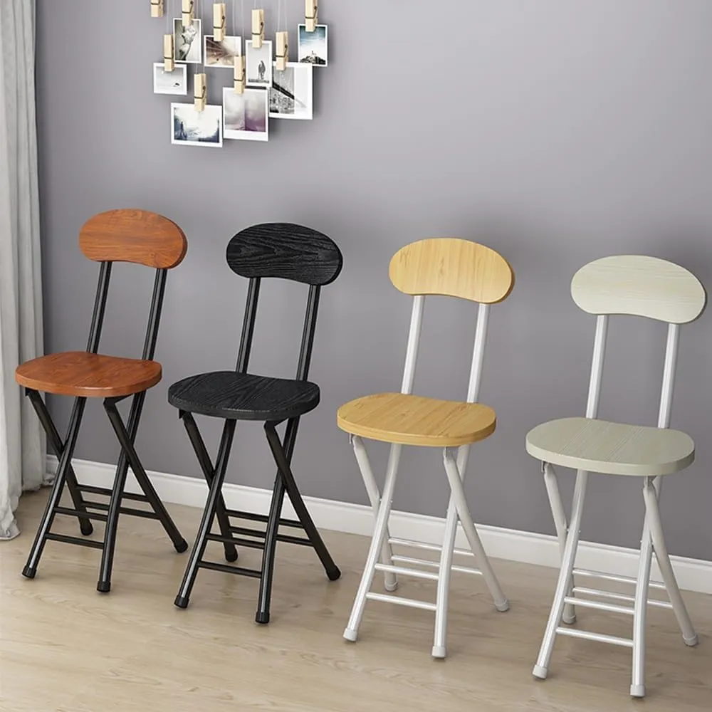 18" Folding Stool with Backrest, Outdoor Travel Stool, Portable Foldable Barstools, for Kitchen/Camping/Fishing/BBQ(Black)