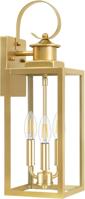 19'' Large Outdoor Wall Lantern, Gold Waterproof Outside Wall Sconce Lights for House, Anti-Rust Exterior Lighting Fxitures with Clear Glass Shade for Front Porch, Garage, Patio, 1-Pack