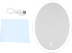 1set Led Makeup Mirror with Touch Control Angle Compact Design USB Rechargeable for Desktop and Travel Use for All Ages
