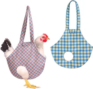 2 Pack Chicken Holder Bag - 13.5 x 13.5 Inch Portable and Versatile Chicken Carrying Bag for Travel, Outings, Poultry Transport Treating Injuries (Lattice)