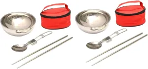 2 Sets Picnic Utensils Set Camping Bowl Spoon Lightweight Folding Silverware for Outdoor