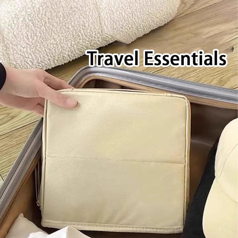 2025 Releveantoe Standing Makeup Bag – Portable, Large Capacity, Stand Up Makeup Bag, Multiple Compartments Keep Makeup And Tools Neatly Sorted (Beige-Oxford, Only Bag)