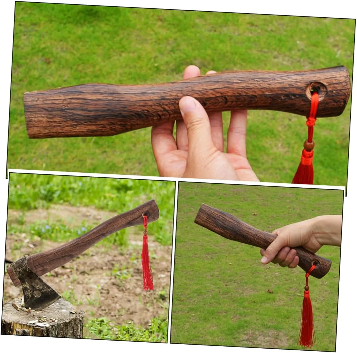 2pcs Ergonomic Hatchet Axe Handle Wooden Axe Part for Outdoor Activities Wood Cutting