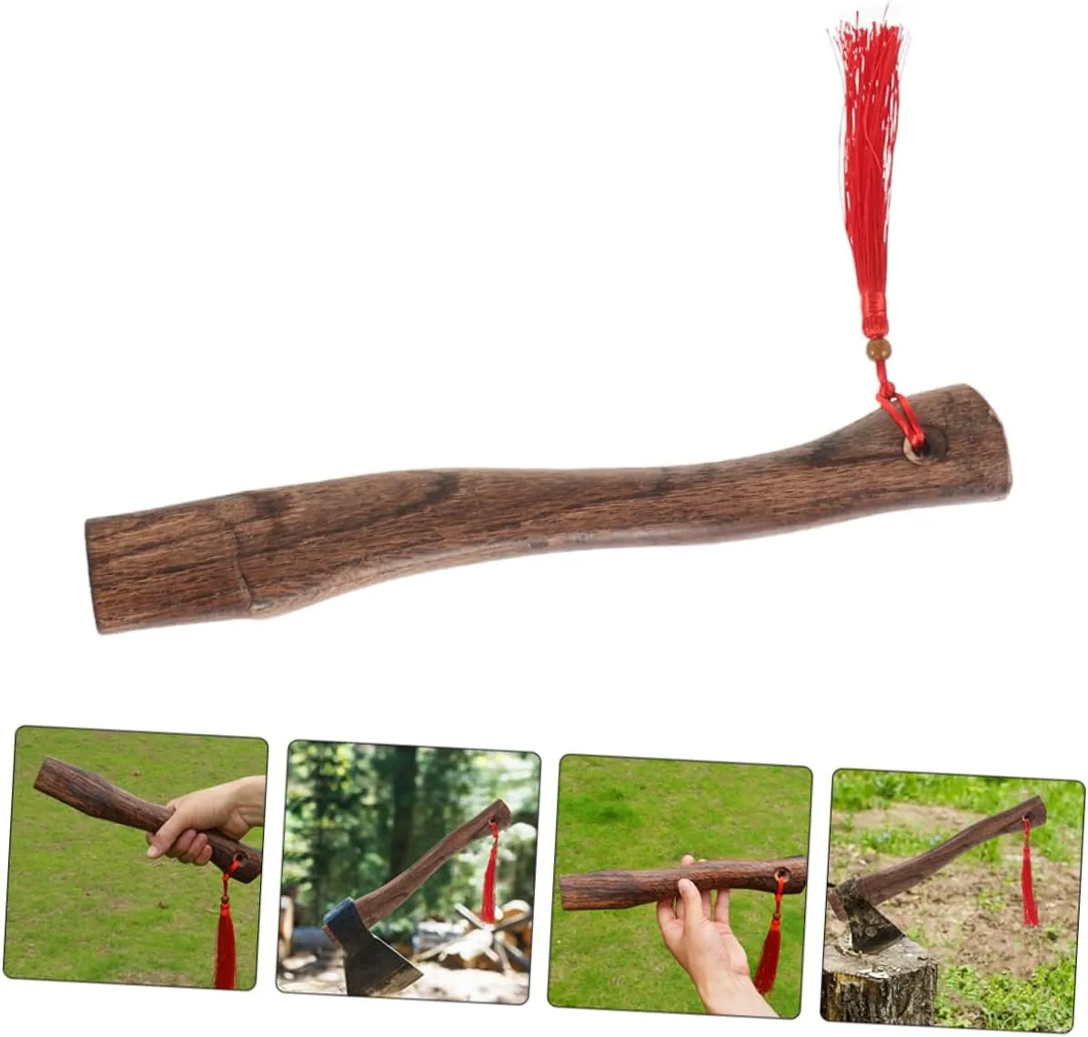 2pcs Ergonomic Hatchet Axe Handle Wooden Axe Part for Outdoor Activities Wood Cutting