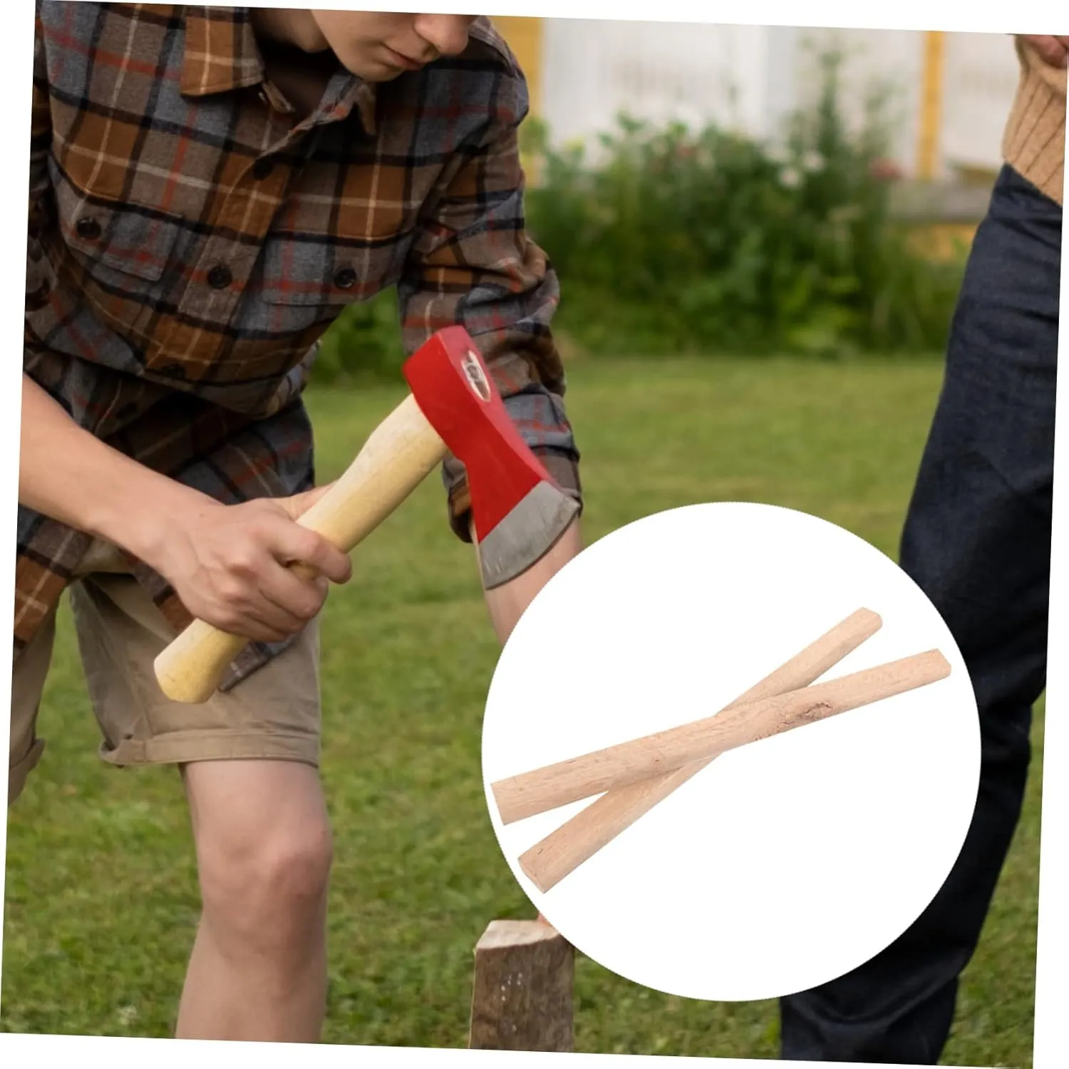 2pcs Hatchet Handles Replacement Wooden Axe Handle Flat Design for Camping Practical Broad Axe Replacement Comfortable Grip for Outdoor Use High Workmanship
