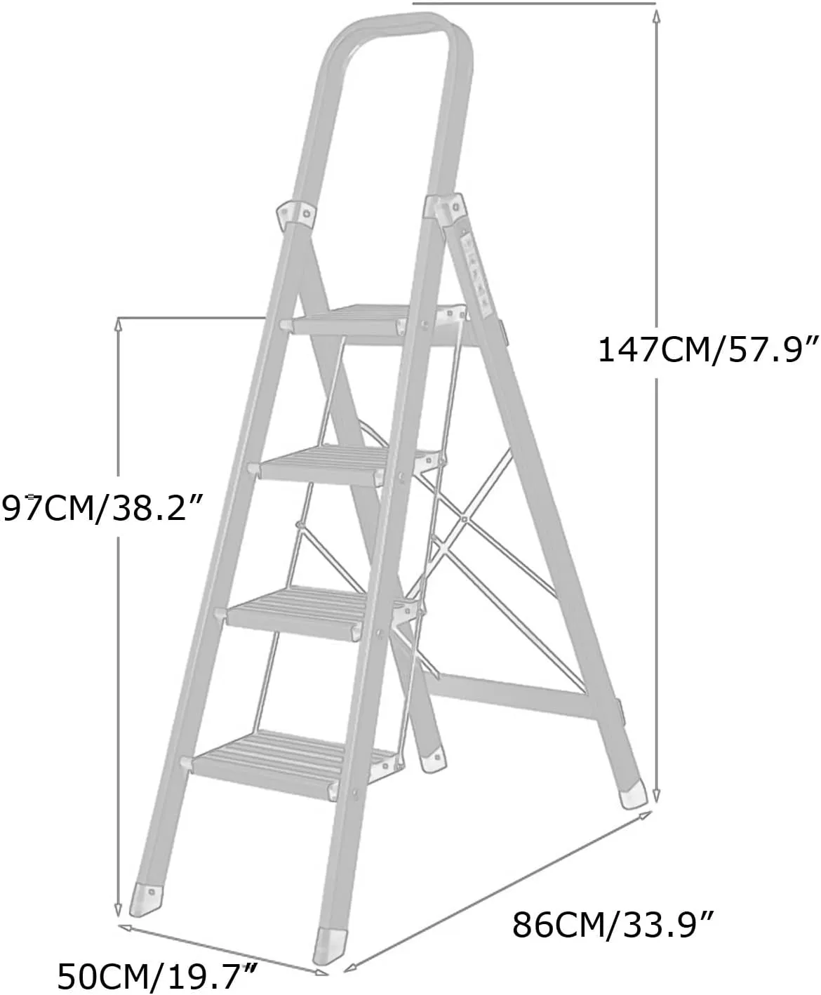 3-step/4-step Pedal Ladder Multifunctional Folding Herringbone Ladder Lightweight Aluminum Alloy Portable Ladder (Size : 4 Step Ladder)
