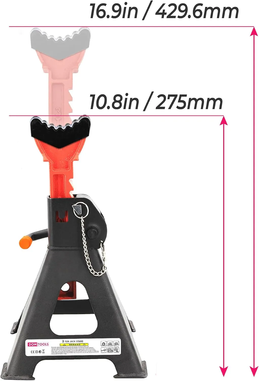 3 Ton Jack Stands with Rubber Cap and Safety Pin 6000 lbs Capacity, Adjustable Height for Lifting SUV, Pickup Truck, Car and UTV/ATV, 1 Pair (Black & Red)