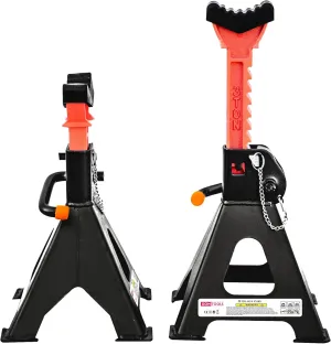 3 Ton Jack Stands with Rubber Cap and Safety Pin 6000 lbs Capacity, Adjustable Height for Lifting SUV, Pickup Truck, Car and UTV/ATV, 1 Pair (Black & Red)