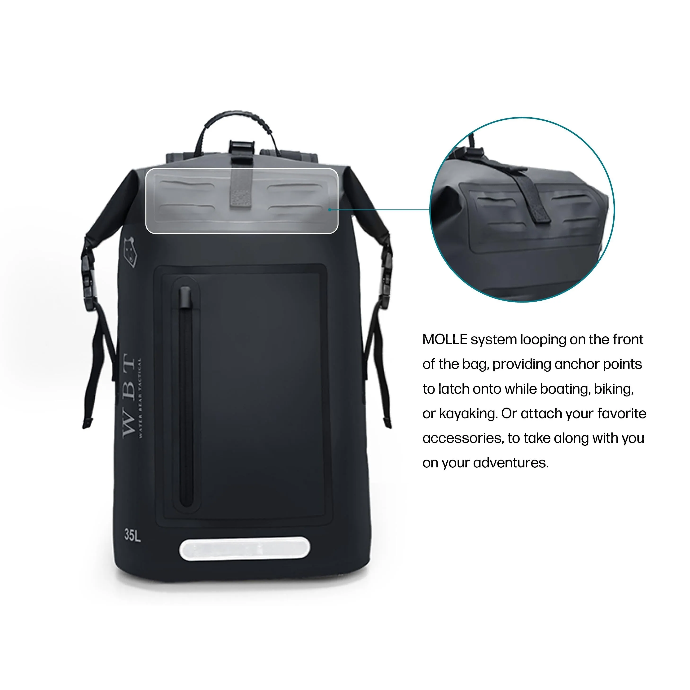 35L Roll Top Waterproof Backpack