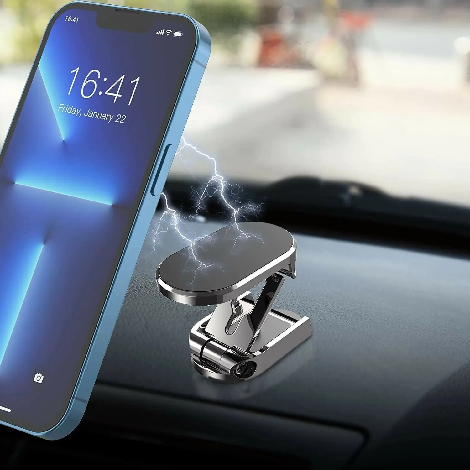 360° Rotating Magnetic Car Phone Holder Foldable Alloy Mount