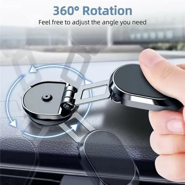 360° Rotating Magnetic Car Phone Holder Foldable Alloy Mount