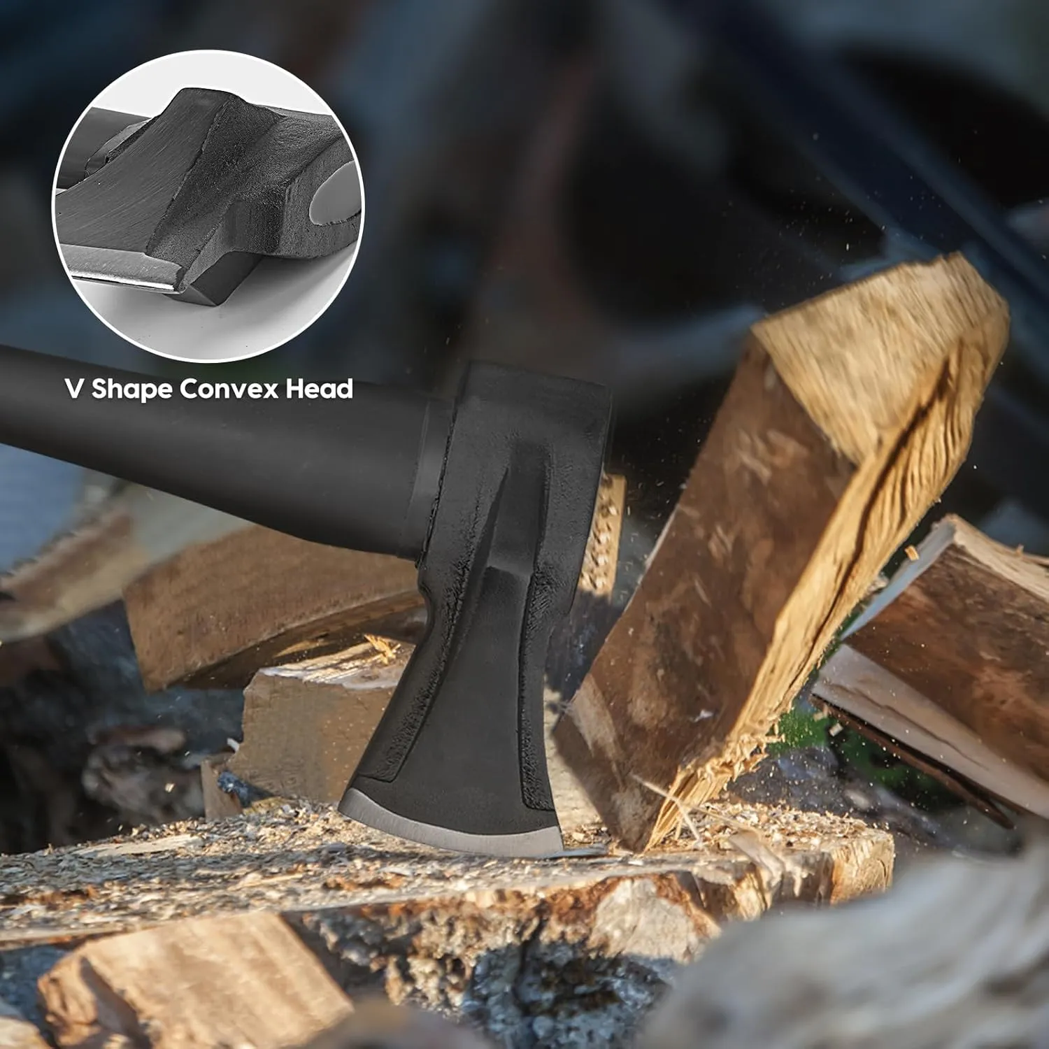 36" Splitting Maul, 6.8Lbs Chopping Splitting Axe for Firewood Splitting, Forged Carbon Steel Heavy Duty Maul, Fiberglass Shock Reduction Handle with Anti-Slip Rubber Grip