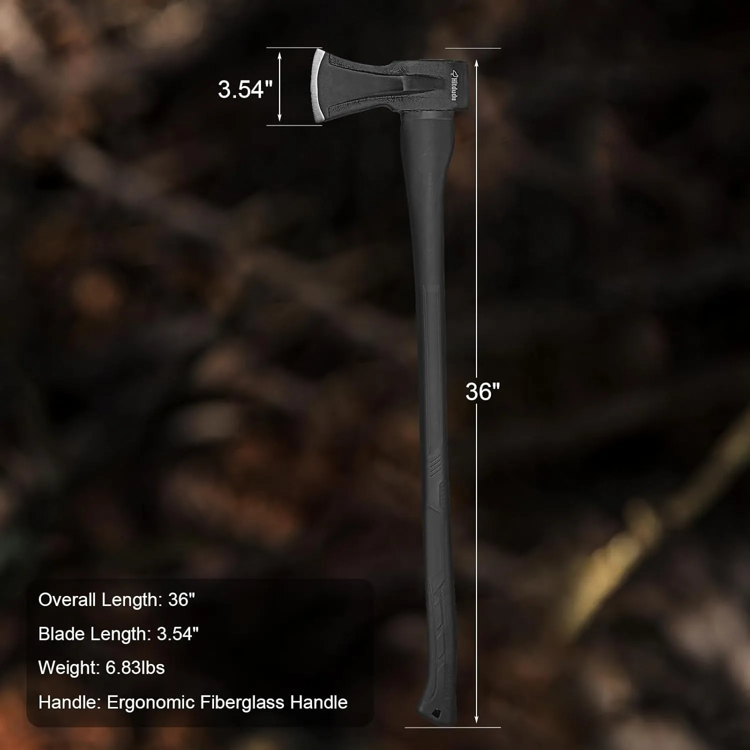 36" Splitting Maul, 6.8Lbs Chopping Splitting Axe for Firewood Splitting, Forged Carbon Steel Heavy Duty Maul, Fiberglass Shock Reduction Handle with Anti-Slip Rubber Grip