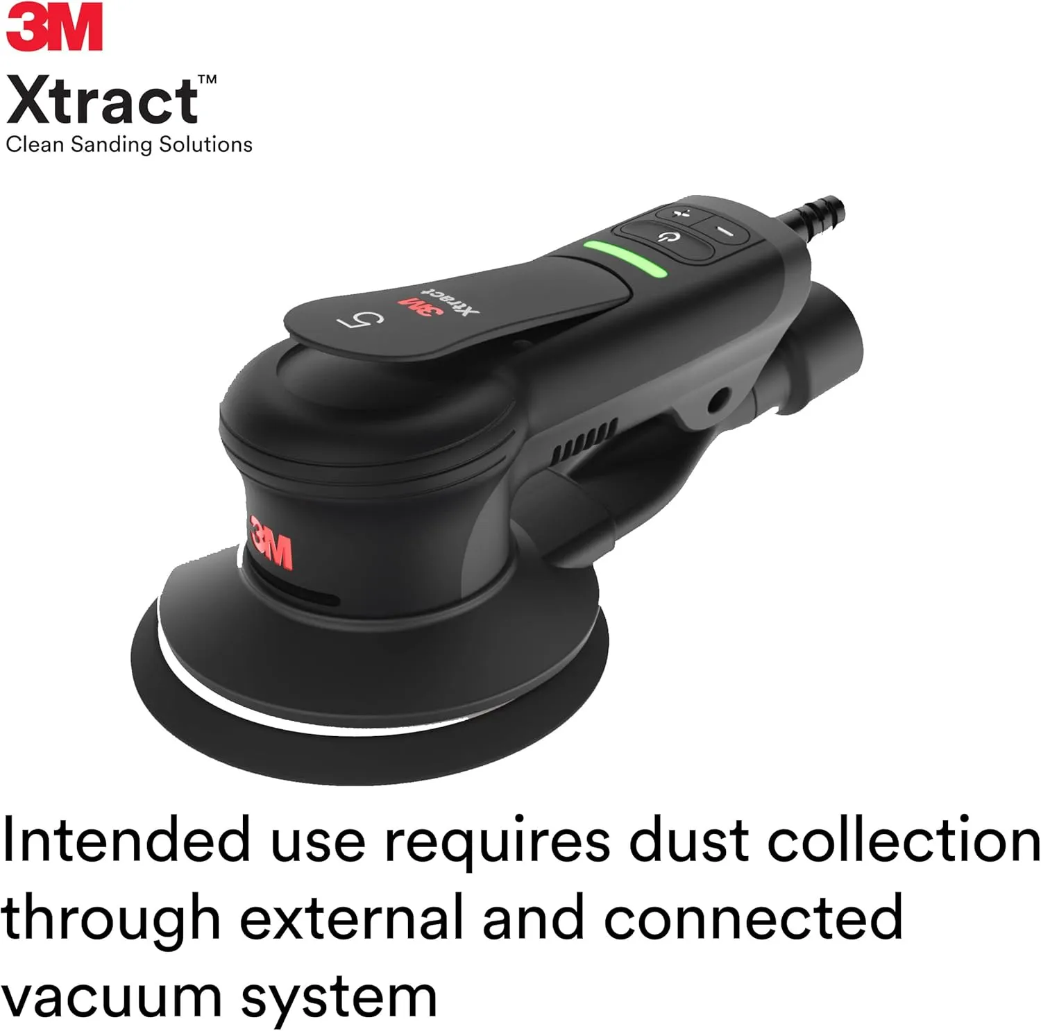 3M Xtract Electric Random Orbital Sander, Ergonomic and Lightweight ROS, 88758, 5 in, Central Vacuum, 3/16 in Orbit, 110V, 350W Motor, Metal Fabrication, Woodworking, Black