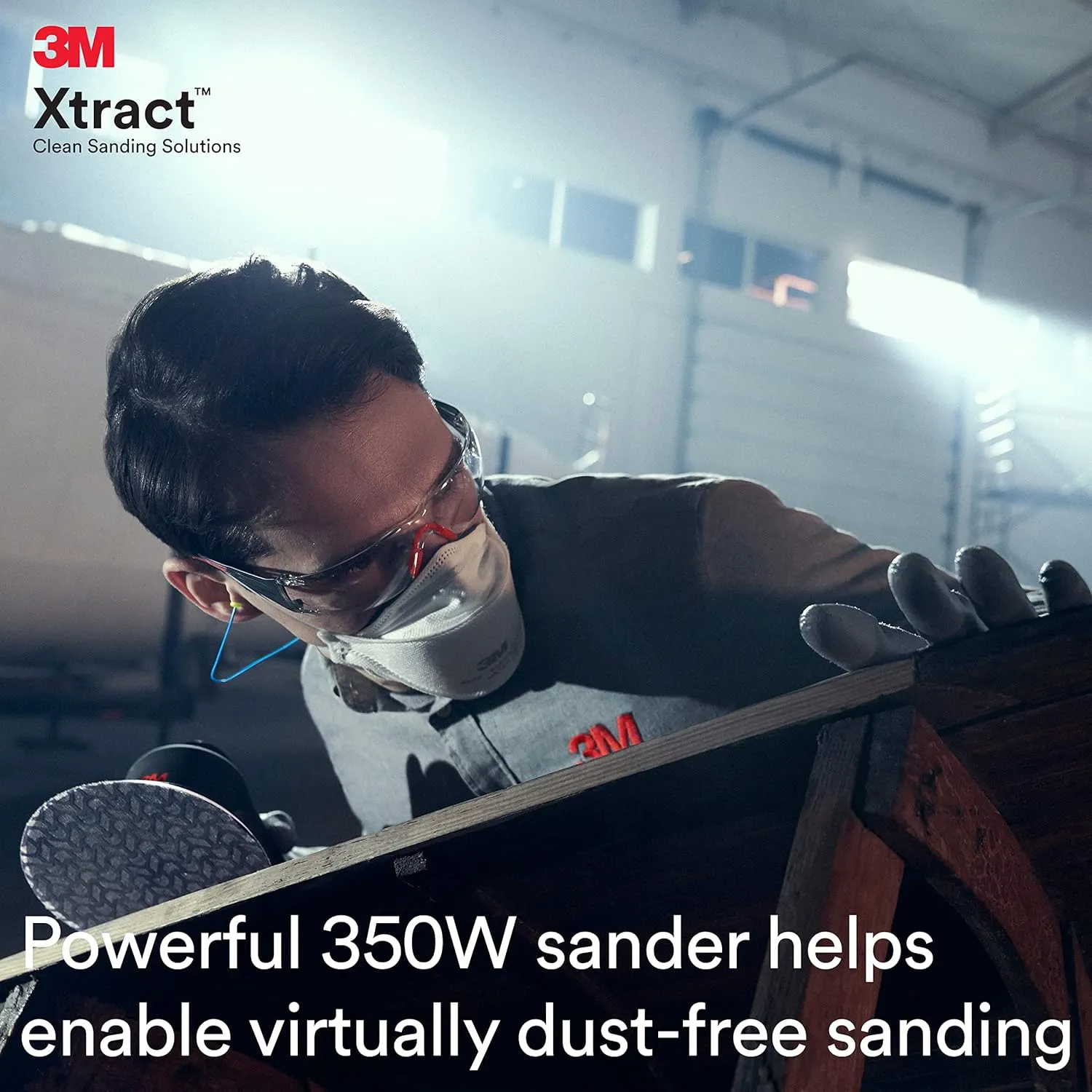 3M Xtract Electric Random Orbital Sander, Ergonomic and Lightweight ROS, 88758, 5 in, Central Vacuum, 3/16 in Orbit, 110V, 350W Motor, Metal Fabrication, Woodworking, Black