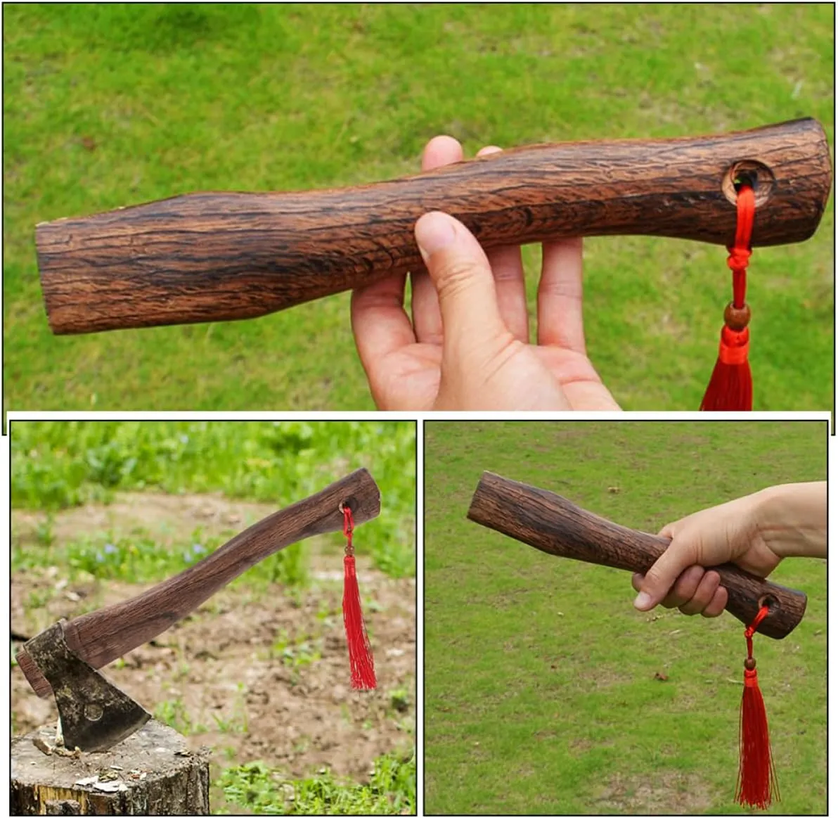 3pcs Wooden Axe Handle Replacement for Hatchets High Hardness Handle for Woodworking Camping Tools and Outdoor Activities Craftsmanship for Cutting Firewood and Logs