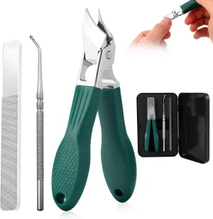 3Pc/Set Eagle Beak Beveled Nail Clippers,Wide Jaw Opening Anti-Splash Slanted Nail Clipper,Edge Nail Clippers,Long Handle Wide Jaw Opening Anti-Splash Slanted Nail Clipper for Men Women