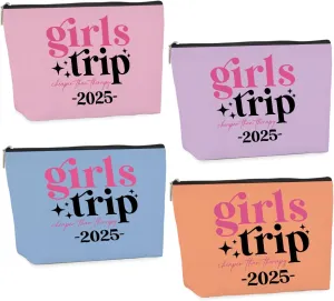 4 Pcs Girls Trip Gifts Girls Weekend Gifts for Women Girls Trip Favors Makeup Bag Cosmetic Bag for Female Lady Girl Daughter Friend Coworker Niece Weekend Bag Vacation Christmas Birthday