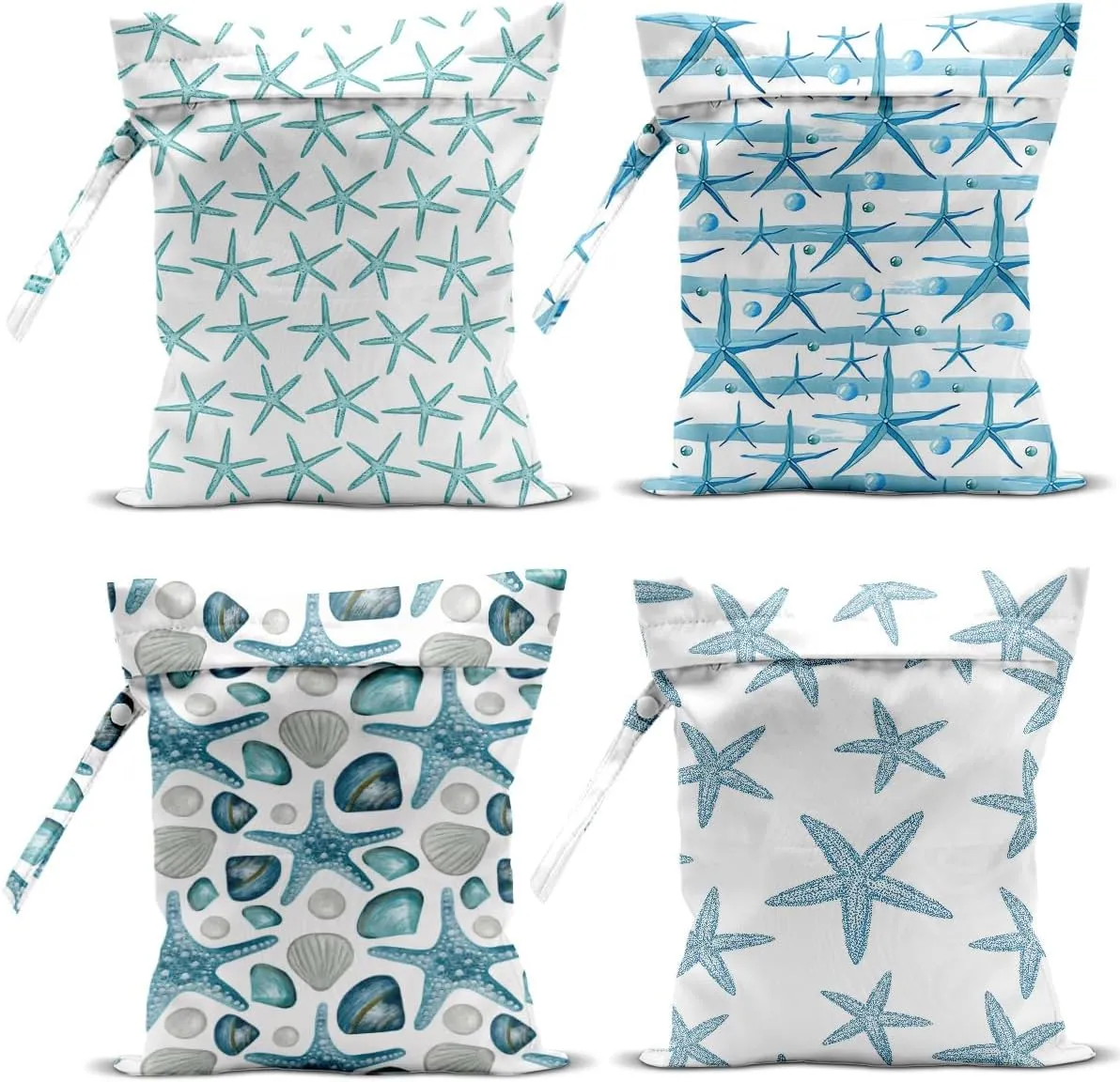 4 Pcs Wet Bag, Wet Dry Bag, Waterproof Bag, Swimsuit, Beach Bag, Wet Bag for Pool, Beach, Diapers, Nanobag, Cruise Ship Essentials, Starfish Accessories Travel Essentials for Women