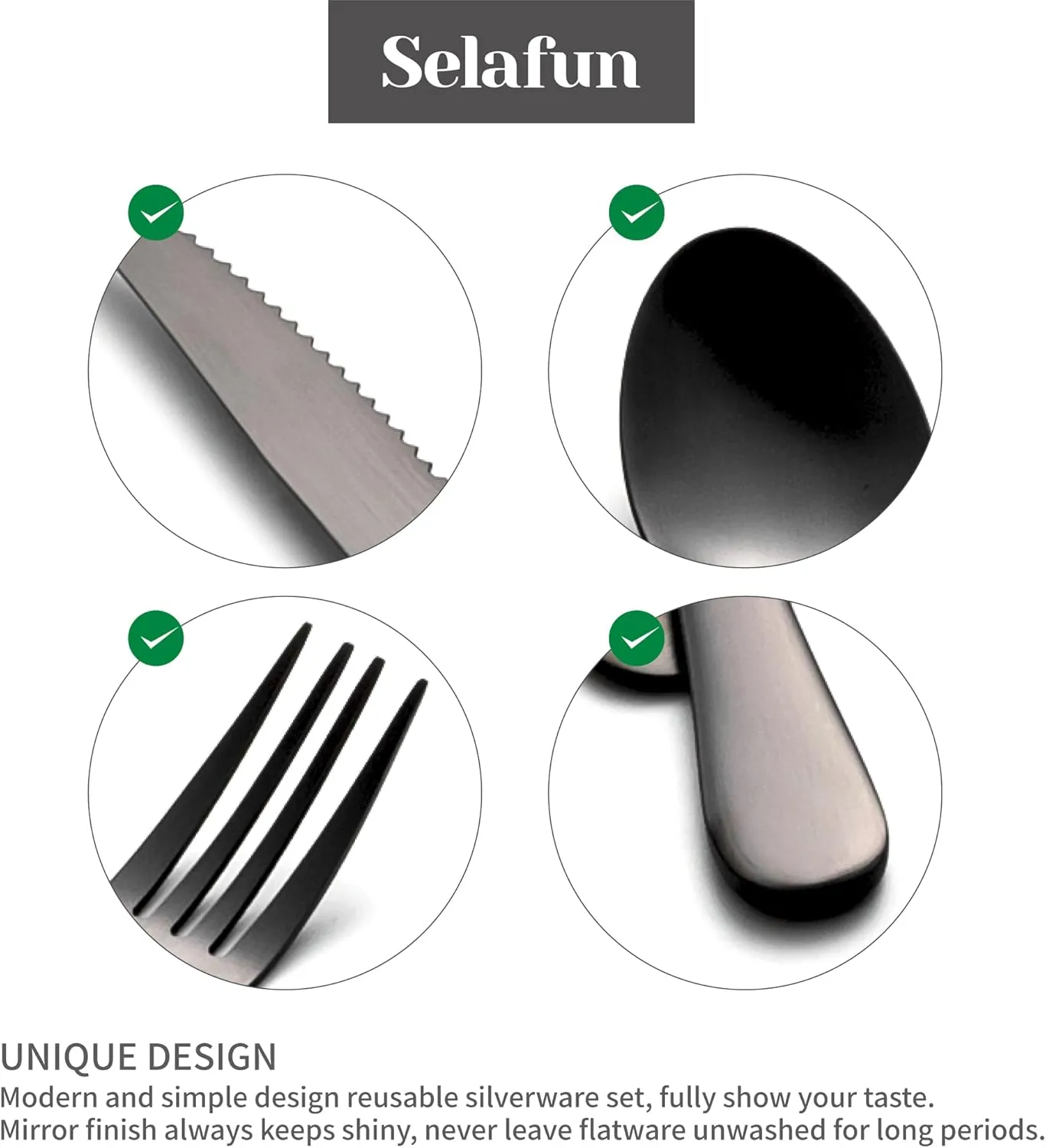 4-pieces Travel Set with Case Portable Silverware Utensils Set for work, Stainless Steel Reusable Flatware Set Cutlery Set for Camping Picnic Hiking Office (6.7inch, Matte Black)