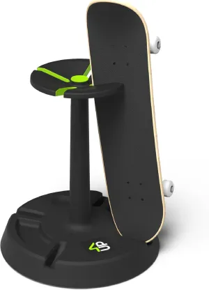 4-Up Skateboard Stand - Compact Floor Rack Holds 4 Deck Longboard, Skate Board Holder Rack, Protects Wall Mount - Skateboard Accessories, Lightweight & Portable - for Display & Storage