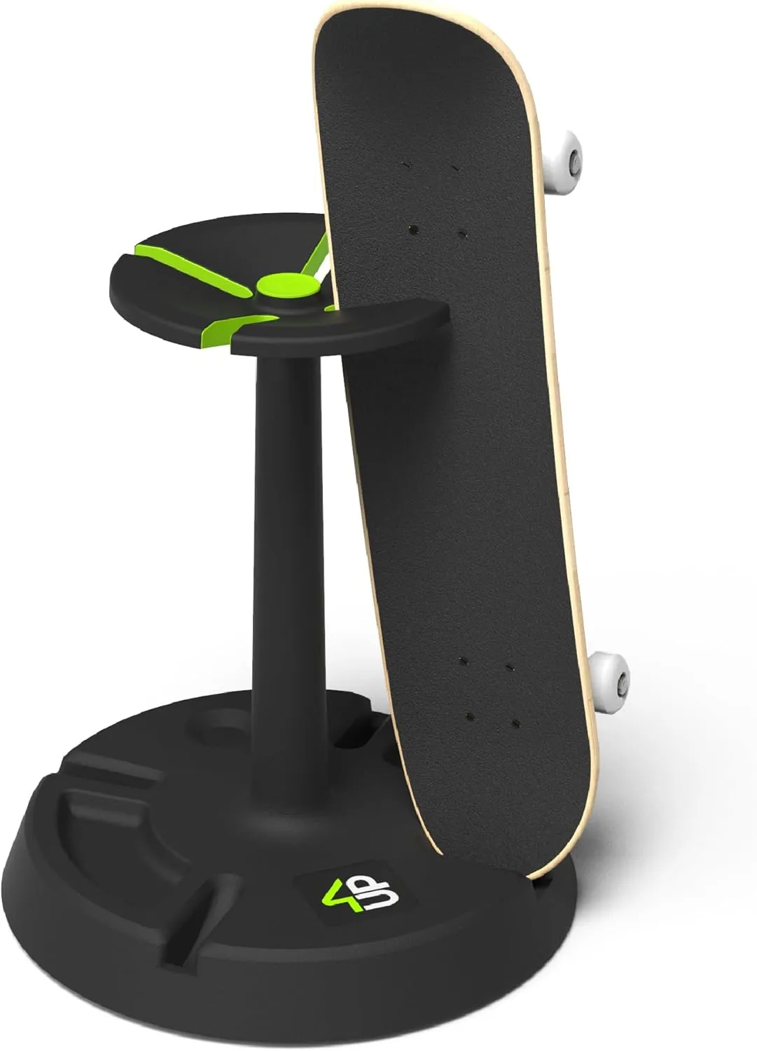 4-Up Skateboard Stand - Compact Floor Rack Holds 4 Deck Longboard, Skate Board Holder Rack, Protects Wall Mount - Skateboard Accessories, Lightweight & Portable - for Display & Storage