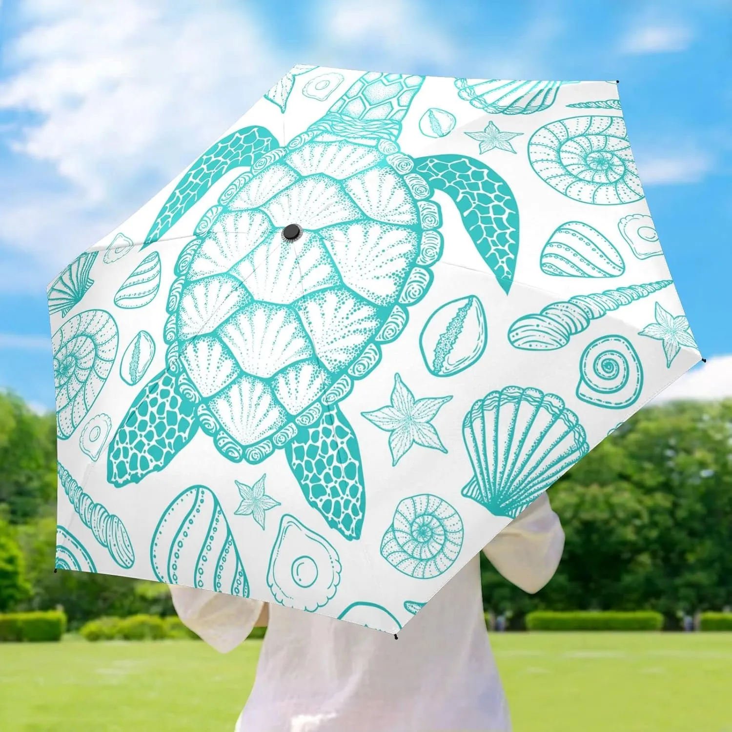 5 Folding Compact Pocket Windproof Umbrella, 6 Ribs Ultra-Light Foldable Vinyl Parasol, Mini Anti-UV Travel Umbrella