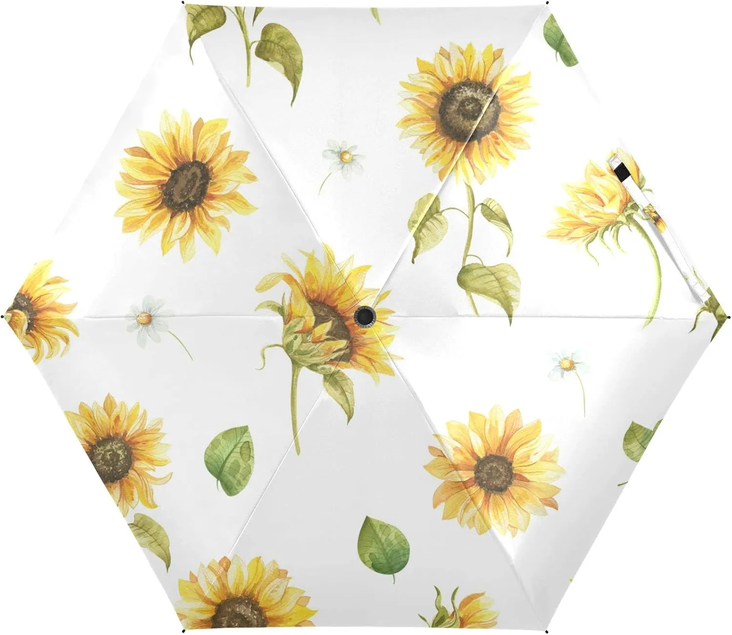 5 Folding Compact Pocket Windproof Umbrella, 6 Ribs Ultra-Light Foldable Vinyl Parasol, Mini Anti-UV Travel Umbrella