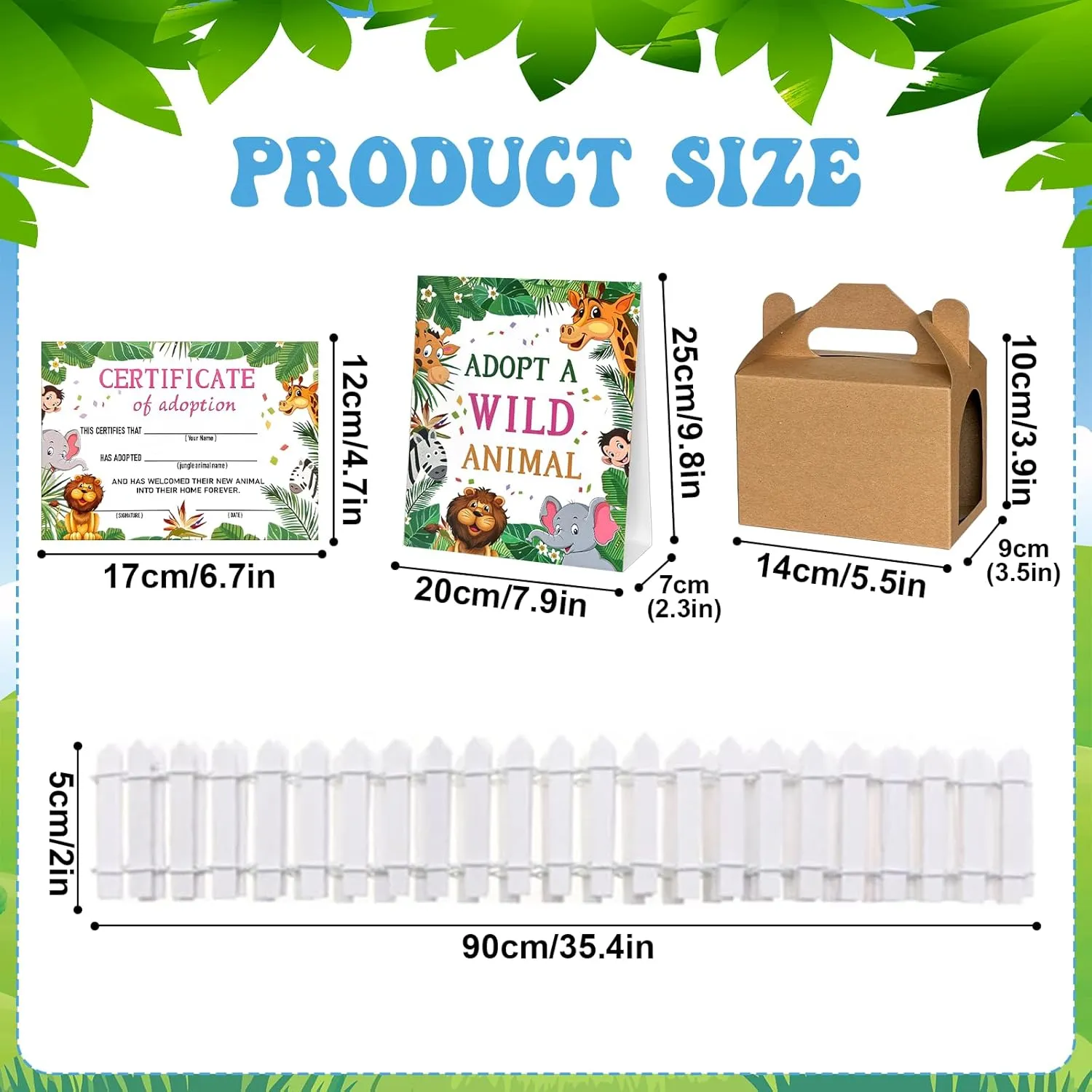 50 Pcs Safari Jungle Party Favors Include 12 Mini Forest Mini Stuffed Animals 12 Hats 12 Foldable Paper Boxes 12 Adoption Cards 1 Adoption Sign 1 Fence for Jungle Party Adopt A Jungle Animal Favors